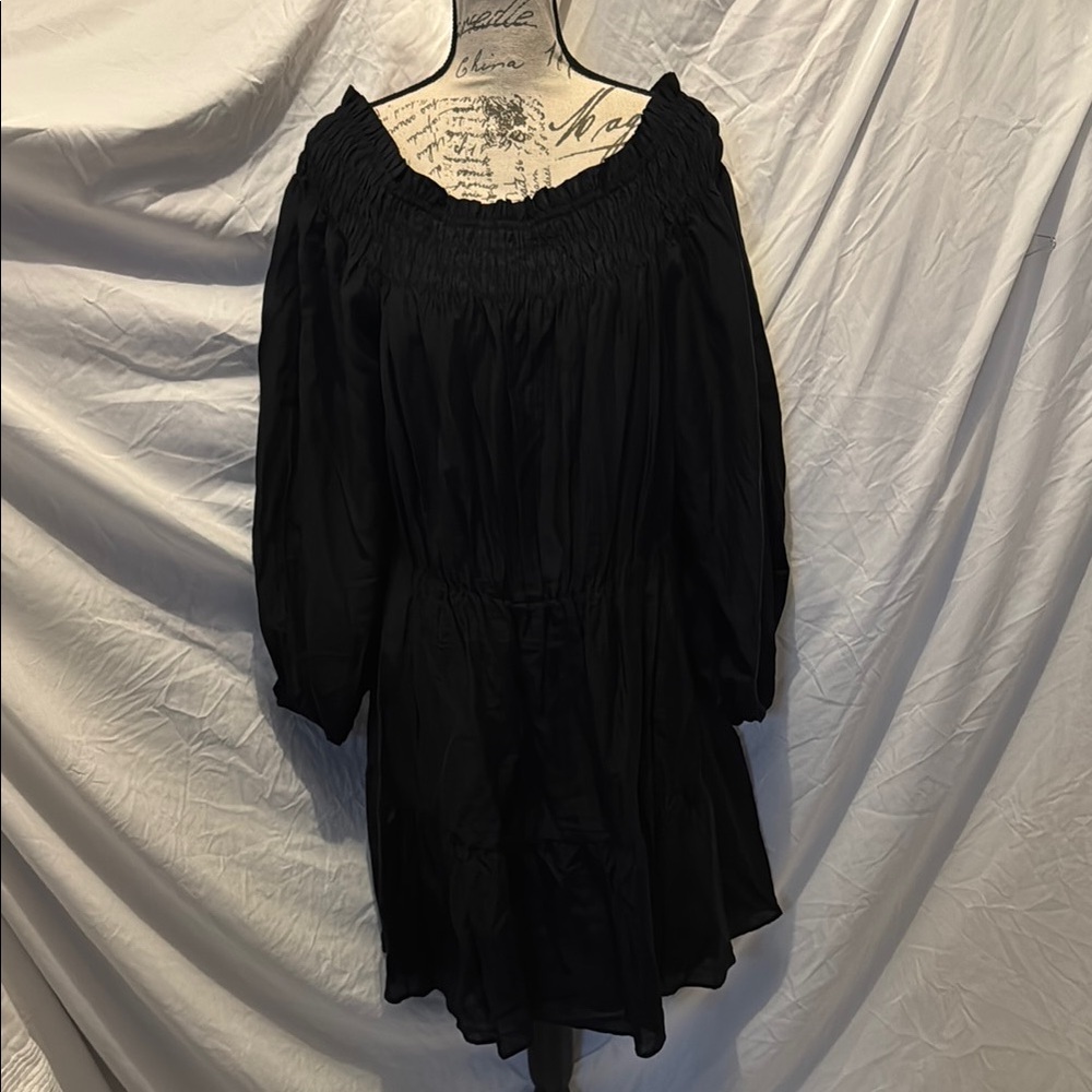 H&M Black Off-Shoulder Bishop Sleeve Sundress